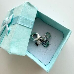 Authentic Pandora  Camera, Heart & Compass Triple Dangle Charm